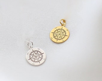 Compass Pendant, Small Compass Charm, Add On Charm, Compass Necklace, Friendship Necklace, Small Gift, Travel Lover Gifts, Gift For Her