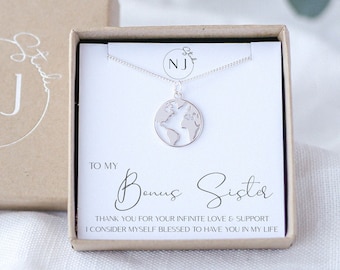 Bonus Sister Gift, Sister in Law Gift, Map Necklace, Travel Gift, Bonus Sister Jewelry, Soul Sister, Sister In Law Jewelry, Wedding Gift