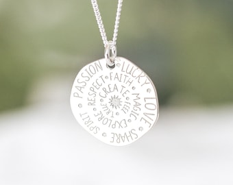 Inspirational Necklace In Sterling Silver, Good Luck Gift, Friendship, Talisman, Birthday Gift For Her, Gift For An Artist, Graduation Gift