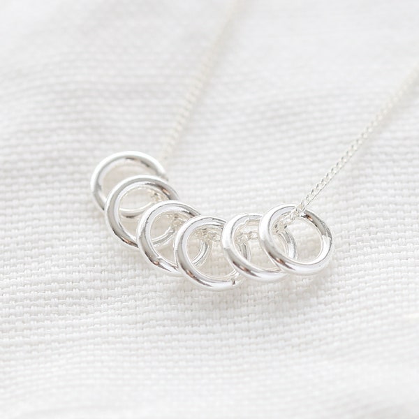 60th Birthday Gift For Her, 60th Birthday Necklace, Sterling Silver. Six Circles, 6 Ring Necklace, Six Decades Gift, 60th Birthday Jewelry