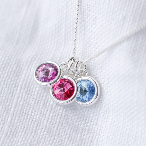 Three Birthstone Necklace, Family Necklace, Mum of 3, Mother Birthstone Necklace, Grandmother Necklace, Birthday Gift For Mum,Mother Gifts