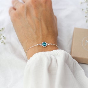 December Birthstone Bracelet, Birthday Gift For Her, December Birthday Gift, Blue Zircon Bracelet, Sterling Silver, Mum Birthday,Sister Gift zdjęcie 1