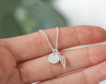 Memorial Necklace, Personalised Angel Wing Necklace, Miscarriage Gift, Loss Of Father, Baby Loss Gift, Memorial Gift For Loss Of Mother