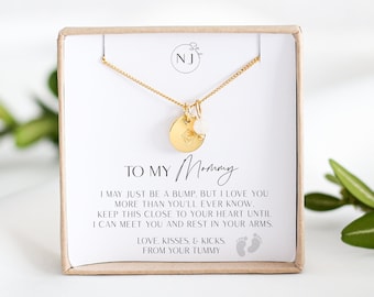 New Mum Gift, Gift For New Mum, Wishes From Your Tummy, Personalised Disc & Moonstone Necklace, New Beginnings Gift, Sterling Silver