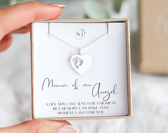 Mama eines Engels, Fehlgeburt Halskette Geschenk personalisierte Baby Verlust Geschenk, Beileid Geschenk für Fehlgeburt, verlorene Schwangerschaft, 925 Sterling Silber