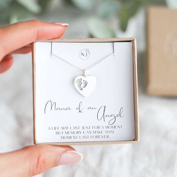 Mama eines Engels, Fehlgeburt Halskette Geschenk personalisierte Baby Verlust Geschenk, Beileid Geschenk für Fehlgeburt, verlorene Schwangerschaft, 925 Sterling Silber