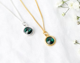 Emerald Necklace, Birthday Gift For Her, May Birthstone Necklace, Emerald Birthstone Gift, May Birthday Gifts, Gift For Mum, Gift For Sister