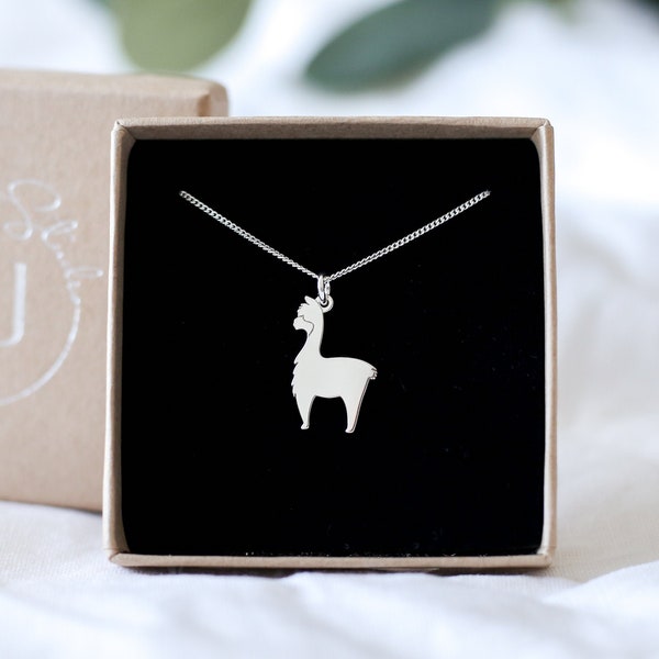 Alpaca ketting in sterling zilver, verjaardagscadeau voor haar, dierenketting, alpaca sieraden cadeau-ideeën, lama ketting, lama geschenken