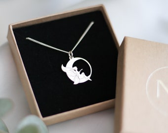 Fairy On A Moon Necklace, Fairy Gifts, Gift For Her, Christmas Gift, Gift For Girl, Sterling Silver Fairy Pendant