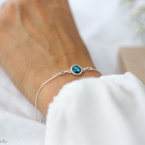 December Birthstone Bracelet, Birthday Gift For Her, December Birthday Gift, Blue Zircon Bracelet, Sterling Silver, Mum Birthday,Sister Gift image 8