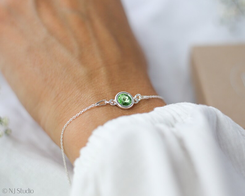 Birthstone Bracelet, August Birthday Gift, Peridot Bracelet, August Peridot Birthstone, Birthday Gift For Her, Birthstone Jewelry Gifts image 8