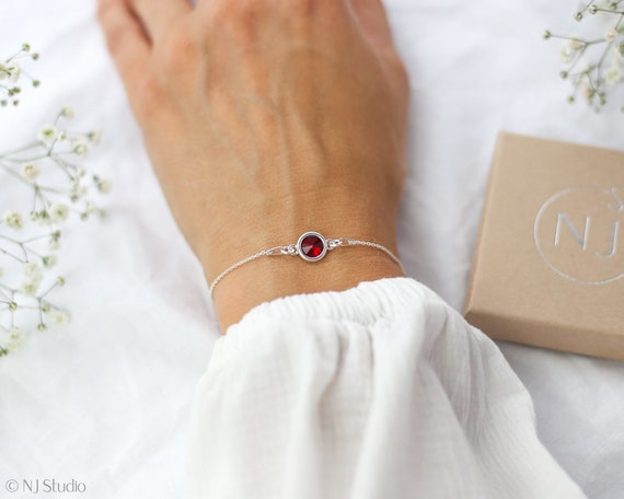January Birthstone Garnet Bracelet
