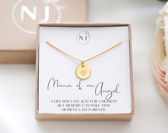 Miscarriage Necklace Gift, Baby Loss Gift, Personalised Flower Disc Necklace, Sterling Silver, 24k Gold Vermeil