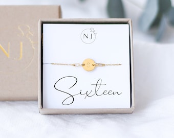 16th Birthday Gift, Gift For Her, Sweet Sixteen, Sixteen Girl Gifts, Initial Bracelet, 16th Birthday Bracelet For A Girl, Eco Friendly Gifts