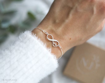 Heart Bracelet, Infinity Bracelet, Gift For Her, Sterling Silver Jewellery, Gift For Mum, Birthday Gift, New Mum Gift