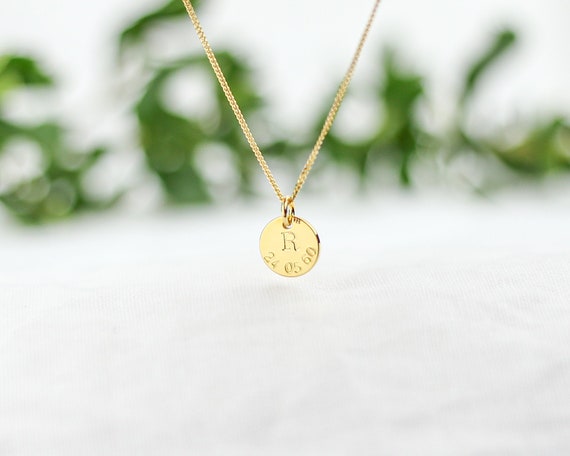 Valentines Gift for Her - Personalised Engraved Initials & Date Pendan –  Honey Willow - handmade jewellery