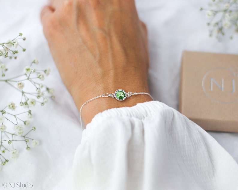 Birthstone Bracelet, August Birthday Gift, Peridot Bracelet, August Peridot Birthstone, Birthday Gift For Her, Birthstone Jewelry Gifts image 1