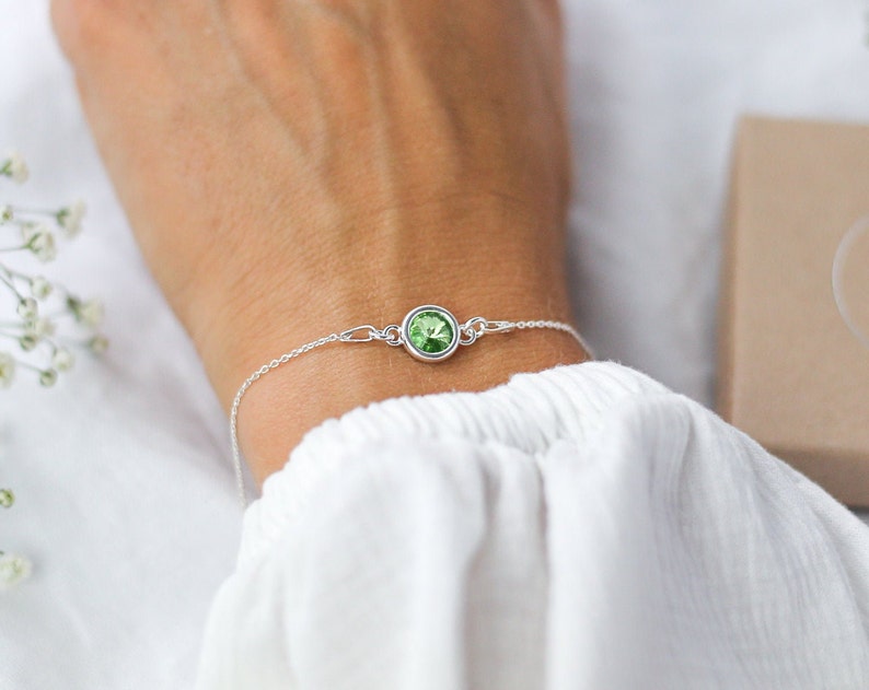 Birthstone Bracelet, August Birthday Gift, Peridot Bracelet, August Peridot Birthstone, Birthday Gift For Her, Birthstone Jewelry Gifts image 7