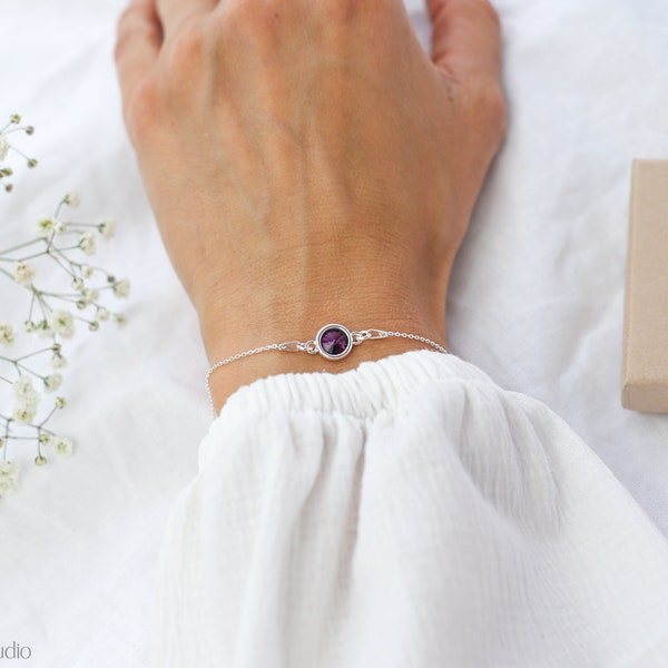 February Birthstone Bracelet, Amethyst Bracelet, Birthday Gift For Her, February Birthday Gift, Sterling Silver, Mum Birthday, Sister Gift