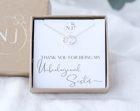 Unbiological sister necklace sterling cheap silver