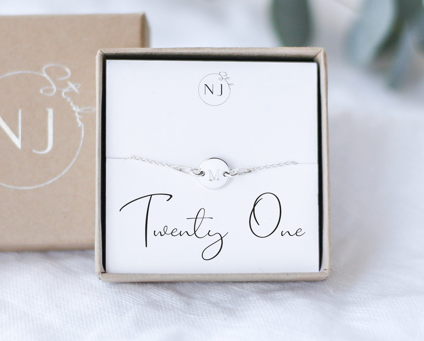 21st Birthday Gift Initial Bracelet 