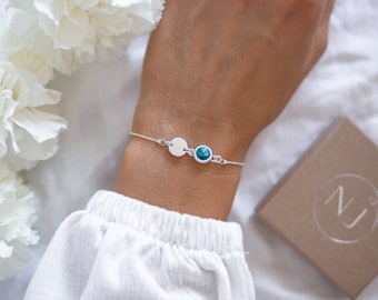 Personalised Bridesmaid Bracelet Gift, Thank You Bridesmaid, Bridesmaid Proposal, Bridesmaid Bracelet,Initial & Birthstone Bracelet