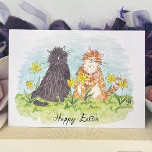 Carte de Pâques chat, imprimée