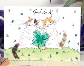 Good luck cat card, card for cat lovers, printed card