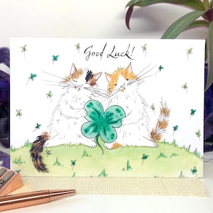 Carte porte-bonheur, carte pour les amoureux des chats, carte imprimée