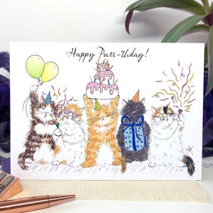 Carte d'anniversaire chat, joyeux anniversaire, carte imprimée