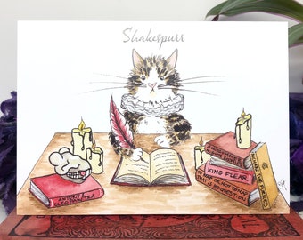 Shakespeare cat greetings card, printed