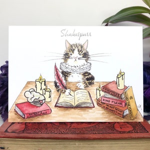 Cartão de felicitações do gato de Shakespeare, impresso