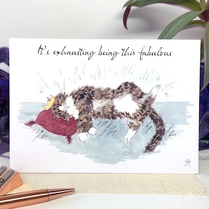 Carte de voeux chat, carte vierge pour les amoureux des chats, illustration imprimée