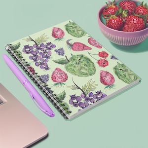 Quaderno Fur-est Fruits: pagine a righe, rilegatura a spirale, tema gatto divertente