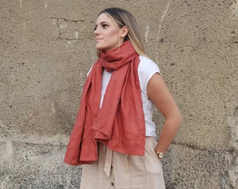 Organic linen scarf / Large unisex scarf