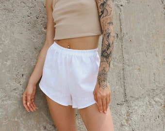 Linen shorts for women in white ISLA