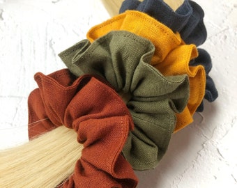 Scrunchies aus Bio-Leinen / 4er Set