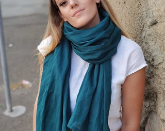Large linen scarf for women / Unisex linen scarf