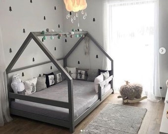 Montessori Bed, Full Bed Plan, Toddler Bed, House Bed Frame , DIY Wooden Floor Bed for Kids Bedroom