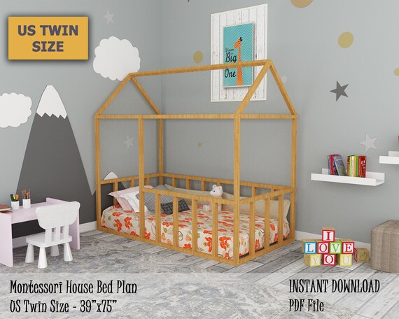 Montessori Bed Plan Us Twin Size House, Montessori House Bed Twin Plans