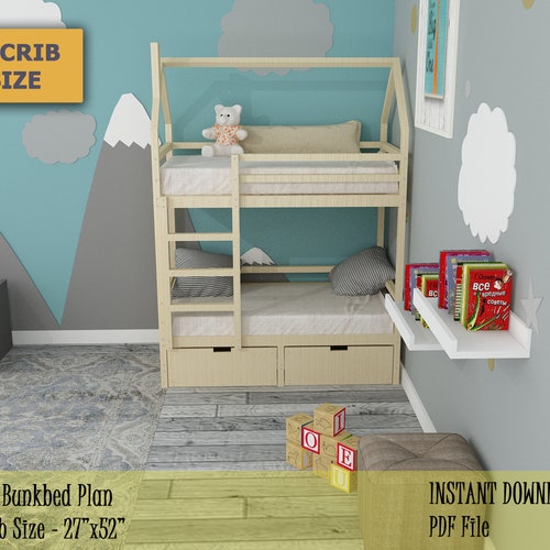 Toddler Bunk Bed Plan Crib Size House Bunk Bed Easy and Etsy