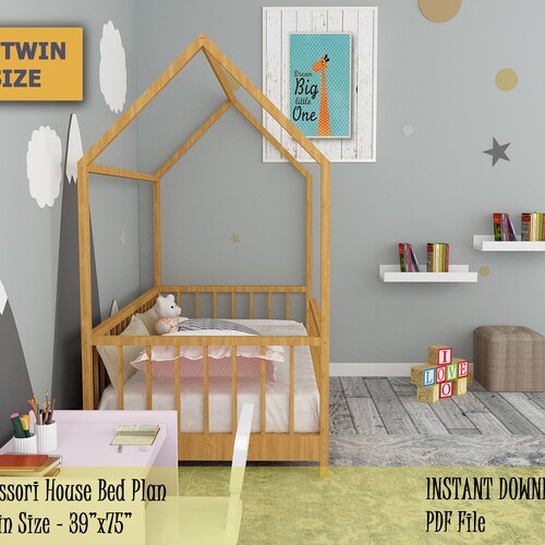 Montessori Bed Twin House Bed Frame Plan Easy and Affordable Etsy