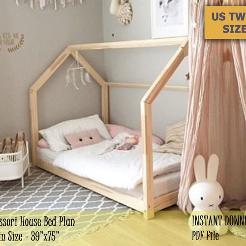 Montessori Toddler House Bed Frame Us Twin Size Kids - Toddler Bed House Diy Montessori Toddler House Bed Frame Us Twin Size Kids - Toddler Bed House Diy