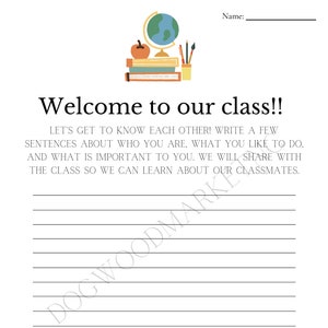 Welcome to our class worksheet, middle school or high school icebreaker activity
