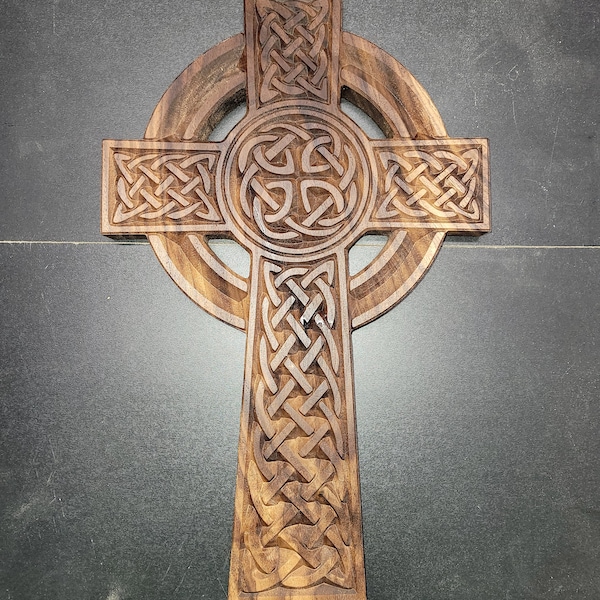 Celtic Cross Black Walnut Engraved Large