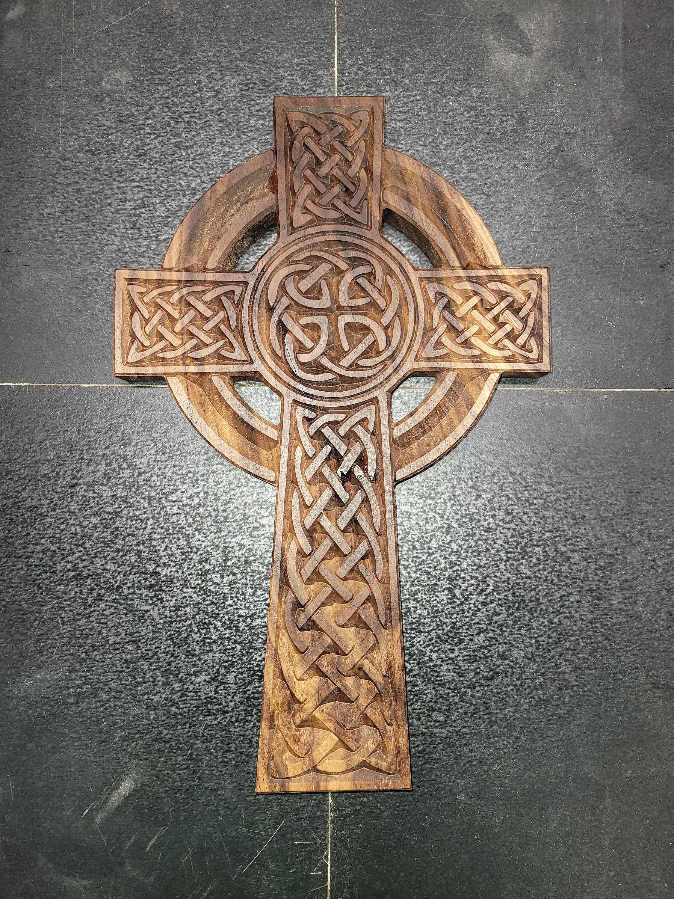 Celtic Cross Black Walnut Engraved Large Etsy