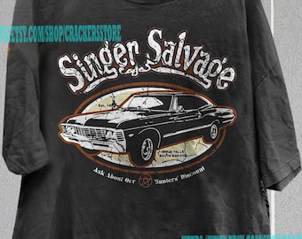 Camiseta vintage de carro "Singer Salvage" do Supernatural