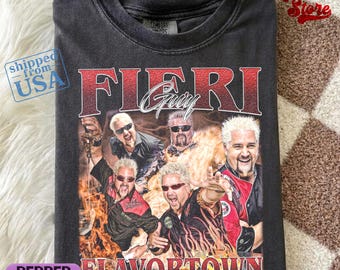 Retro 90's Guy Fieri Flavortown Graphic Tee, Comfort Colors Shirt