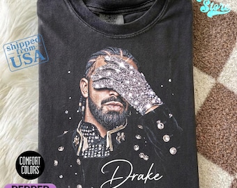Drake Rhinestone Glove Comfort Colors® Shirt, Rapper Graphic Tee, Hip Hop Vintage, Drake Inspired Tee