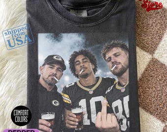 Green Bay Football Trio Sweatshirt, Jordan Love, Matt LaFleur, Tucker Kraft (Comfort Colors)